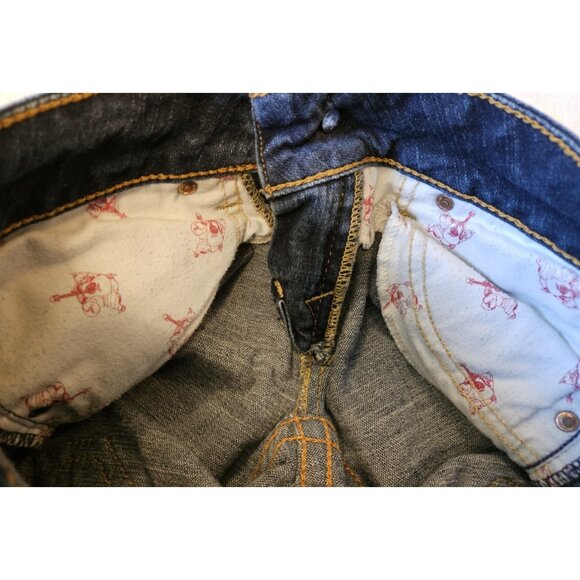 True Religion Joey Women's 29 Bootcut Gold Foil Flap Pocket Blue Jeans - Picture 9 of 15